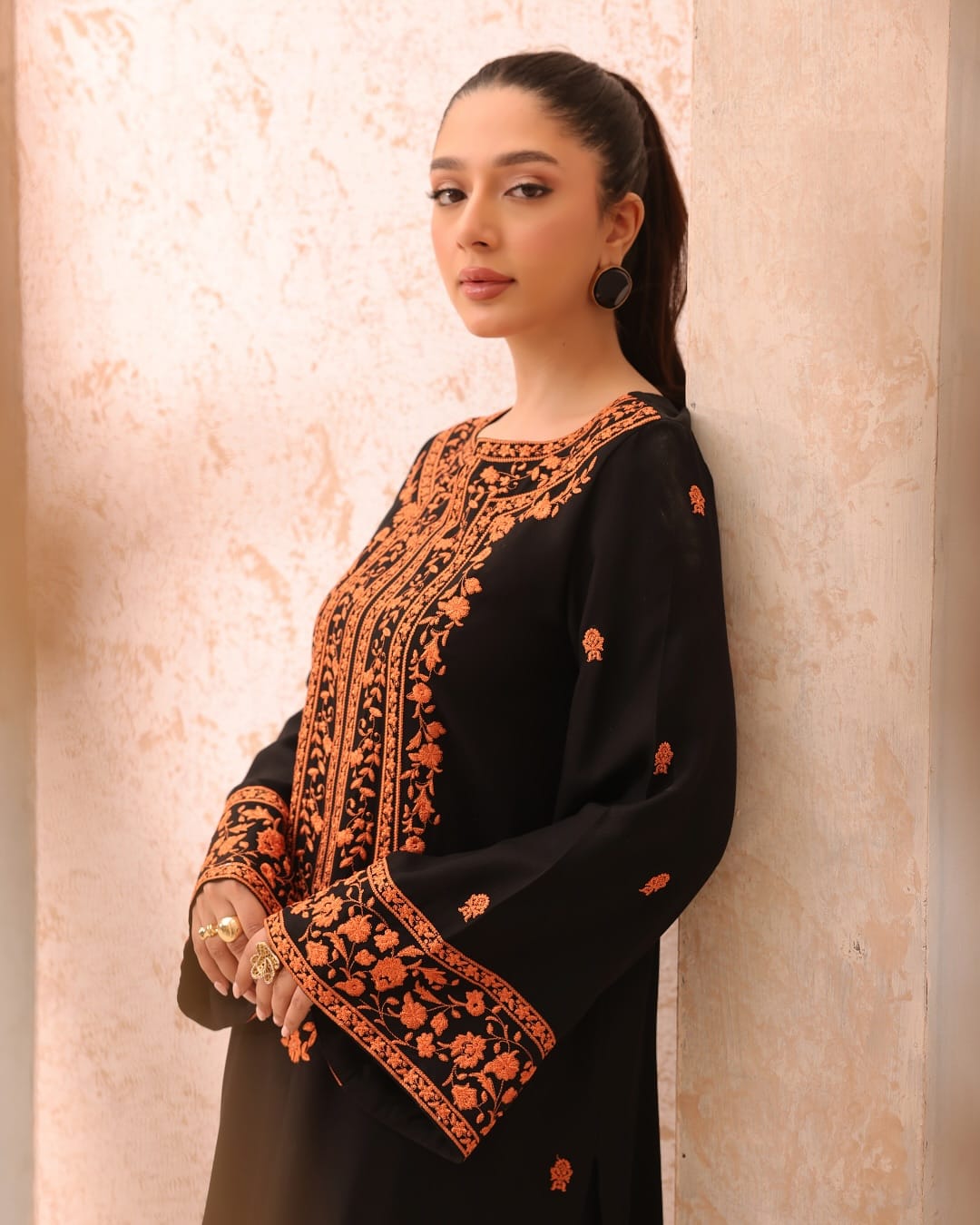 Aza – Black Embroidered Long Suit (Ashura Edition)